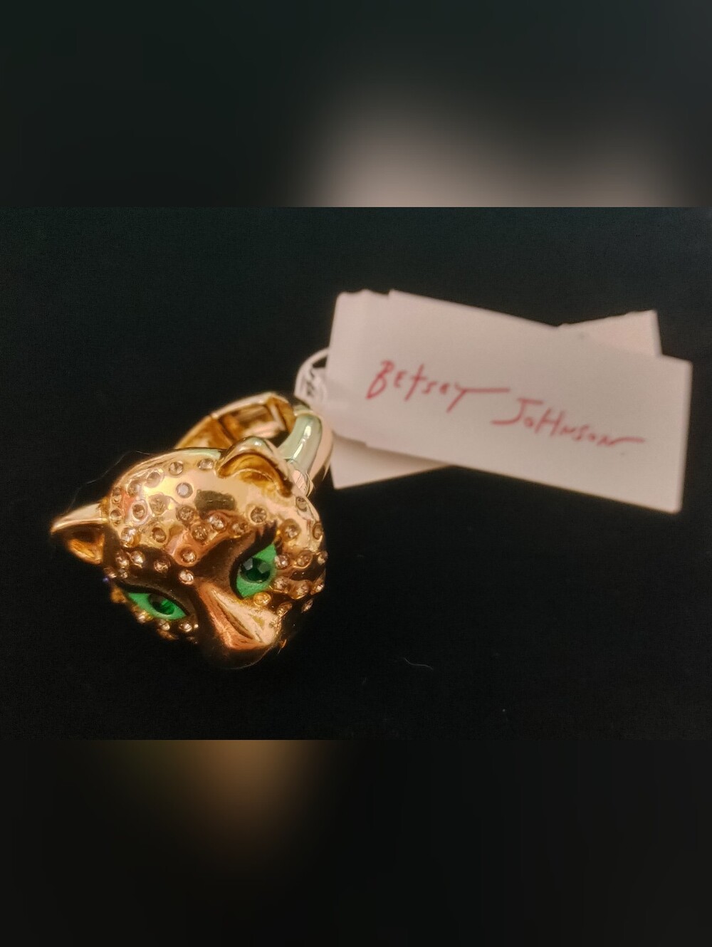 BNWT Betsey Johnson Gold Leopard Head Stretch Ring